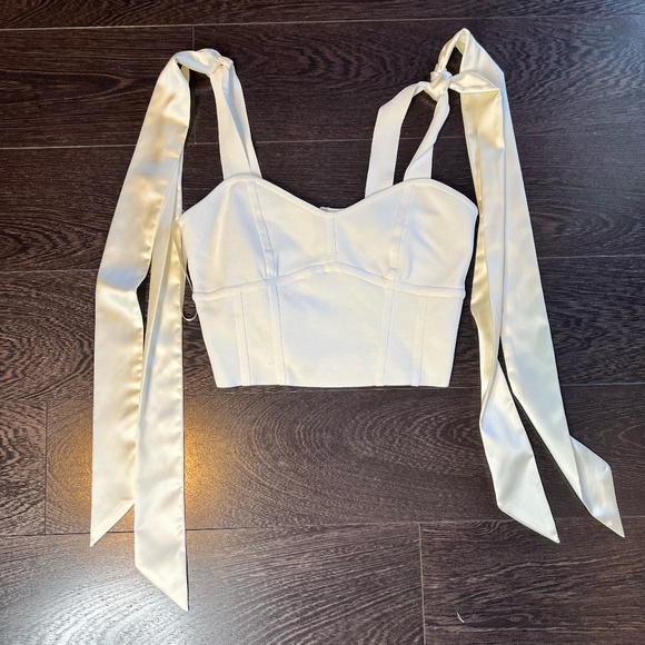 BCBGMAXARIA Bandage Top With Ribbons Size XS - Off White - Picture 2 of 5